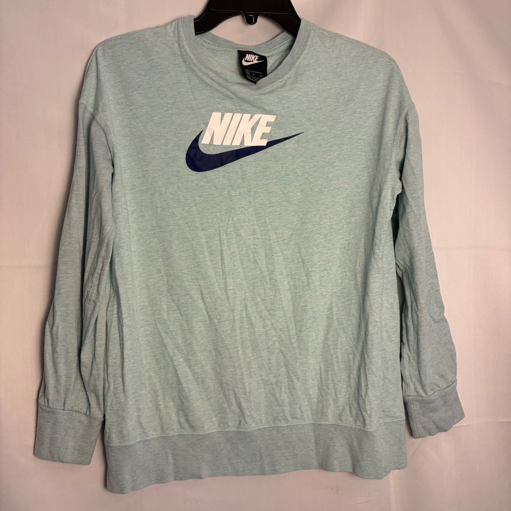 Nike Womens Sportswear Long Sleeve Crewneck Mint Green Heather Top CJ7435-349 XL